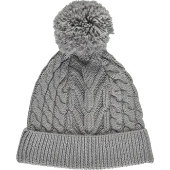 Čepice Zimní čepice COLOR KIDS-Cable knit recycle Hat -Light Grey Melange Šedá 52 cm