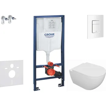WC sada Grohe Rapid SL - Set předstěnové instalace, klozetu Oudee a sedátka softclose, tlačítko Skate Cosmopolitan, alpská bílá SANI11BA3100