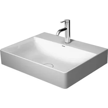Umyvadlo Duravit DuraSquare - Umyvadlo 60x47 cm, bez přepadu, s otvorem pro baterii, DuraCeram, WonderGliss, bílá 23536000411