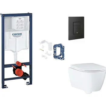WC sada Grohe Rapid SL - Set předstěnové instalace, klozetu, sedátka SoftClose, tlačítka Even a sady pro vhazování tablet, phantom black SANI11BB5139