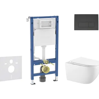 Geberit Duofix - Set předstěnové instalace, klozetu Gaia a sedátka softclose, tlačítko Delta50, matná černá SANI11CA5118B