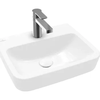 Umyvadlo Villeroy & Boch O.novo - Umývátko na desku, 45x37 cm, bez přepadu, otvor pro baterii, CeramicPlus, alpská bílá 43444LR1