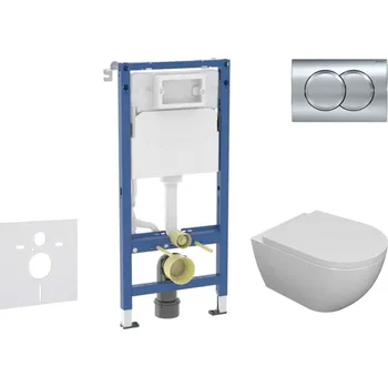 WC sada Geberit Duofix - Set předstěnové instalace, klozetu Oudee a sedátka softclose, tlačítko Delta01, lesklý chrom SANI11CA1104B