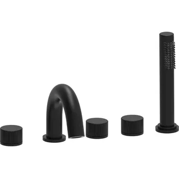 Vodovodní baterie Paffoni Jo - Baterie na okraj vany, 5-otvorová instalace, s tělesem, matná černá JO044NO