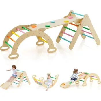 Dřevěná hračka Dřevěná barevná lezecká sada TS10167CL - B COSTWAY