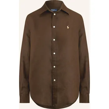 Polo Ralph Lauren Dámská Lněná Košilová Halenka, tmavě hnědá, 34