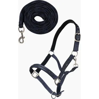 Vybavení pro koně HKM Set ohlávky s vodítkem Crystal HKM, deep blue/black FULL
