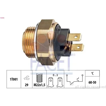 Klimatizace automobilu Teplotní spínač, větrák chladiče FACET 7.5034