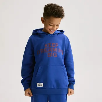 Dětská móda Reserved - Mikina s kapucí - modrá - 573HR-55X - 573HR-55X-170