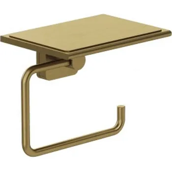 Kludi Vela S - Držák toaletního papíru s poličkou, kartáčované zlato 25971N0