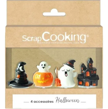 ScrapCooking 4943 Halloweenská dekorace na dort – dýně, duch, strašidelný dům, kouzelnický klobouk