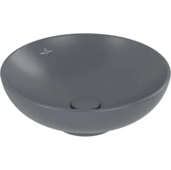 Umyvadlo Villeroy & Boch Loop&Friends - Umyvadlo na desku, průměr 38 cm, s přepadem, CeramicPlus, Graphite 4A4500i4