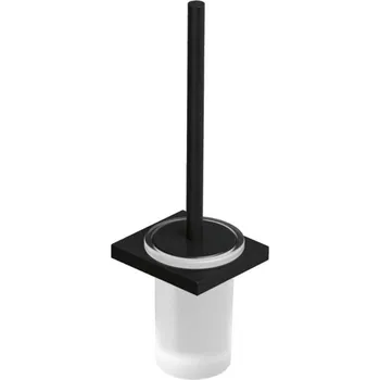 WC štětka Kludi Vela C - WC štětka nástěnná s držákem, sklo/matná černá 3197439