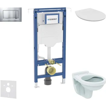 Geberit Duofix - Set předstěnové instalace, klozet Alpha se sedátkem, tlačítko Sigma01, matný chrom SANI11CD2100