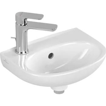 Umyvadlo Villeroy & Boch O.novo - Umývátko 36x28 cm, s přepadem, otvor pro baterii, CeramicPlus, alpská bílá 43403LR1