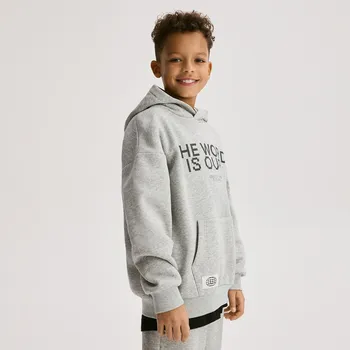 Dětská móda Reserved - Mikina s&nbsp;kapucí - světle šedá - 573HR-09M - 573HR-09M-164