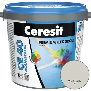 Spárovací hmota Ceresit CE 40 AQUASTATIC PREMIUM FLEX FUGA 102 Marble White 5kg, KS.81016