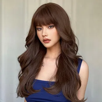 Paruka Oříškově hnědá paruka Lara s ofinou