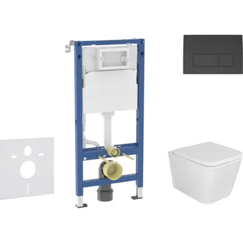 Geberit Duofix - Set předstěnové instalace, klozetu Arkas I a sedátka softclose, tlačítko Delta50, matná černá SANI11CA5127B