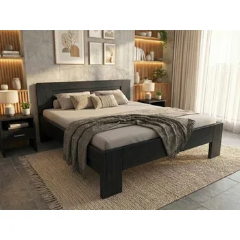 Postel Buková zvýšená manželská postel 180x200 - Montana Supra Odstín moření: Antracit, Rozměr: 180x200