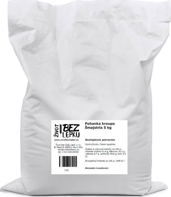 Život bez lepku Pohanka kroupa Šmajstrla 5 kg