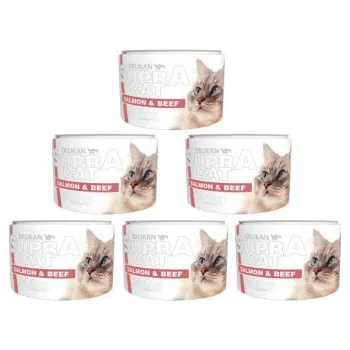 Krmivo pro kočku Delikan Konzerva SUPRA Cat Losos a Hovězí 6x200g