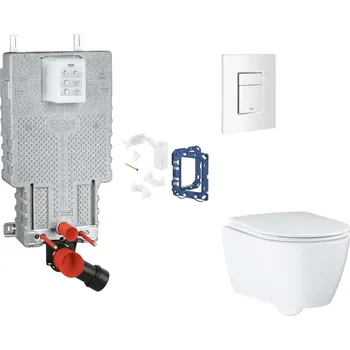 WC sada Grohe Uniset - Set předstěnové instalace, klozetu, sedátka SoftClose, tlačítka Skate Cosmopolitan a sady pro vhazování tablet, alpská bílá SANI15BB3126