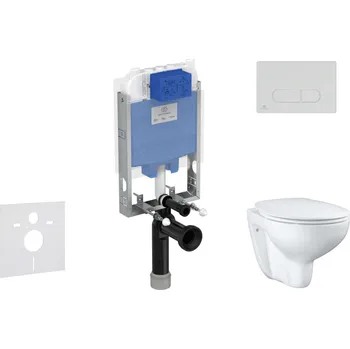 Klozet Ideal Standard ProSys - Set předstěnové instalace, klozetu a sedátka Bau Ceramic, tlačítka Oleas M1, Rimless, SoftClose, bílá ProSys80M SP136