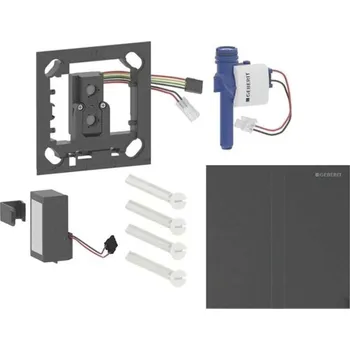 Geberit - Elektronické ovládání splachování pisoárů typ 40, bateriové napájení, easy to clean, Bluetooth, kartáčovaný černý chrom 116.237.QD.1