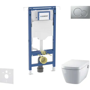 WC sada Geberit Duofix - Set předstěnové instalace, klozetu a sedátka Tece One, tlačítka Sigma01, Rimless, SoftClose, matný chrom SANI11CT2100