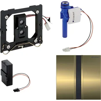 Splachovací tlačítko Geberit Splachovací systémy - Splachování pisoárů s elektronickým ovládáním, napájení z baterie, krycí deska typ 50, mosaz 116.036.QF.1