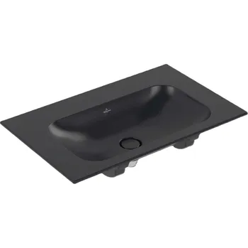 Villeroy & Boch Finion - Umyvadlo nábytkové 80x50 cm, skrytý přepad, otvor pro baterii, CeramicPlus, Pure Black 416484R7