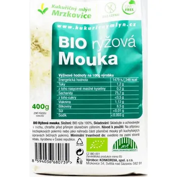 Mouka Kukuřičný mlýn BIO rýžová mouka polohrubá 400 g