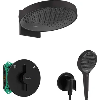 Hansgrohe - Sprchový set s baterií pod omítku, s tělesem, průměr 36 cm, 3 proudy, matná černá SANI21HHH408