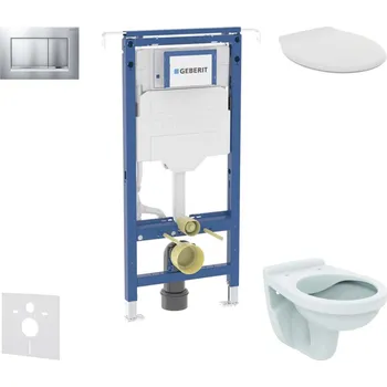 WC sada Geberit Duofix - Set předstěnové instalace, klozet Alpha se sedátkem, tlačítko Sigma20, chrom mat/chrom SANI11CD2104