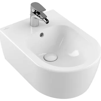 Bidet Villeroy & Boch Avento - Závěsný bidet 530x370 mm, otvor pro baterii, CeramicPlus, Stone White 540500RW