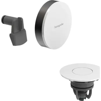 Hansgrohe Exafill - Vrchní sada k vanové odtokové a přepadové soupravě s napouštěním, Push-Open, lesklá bílá/kartáčovaný černý chrom 58119340