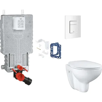 WC sada Grohe Uniset - Set předstěnové instalace, klozetu, sedátka SoftClose, tlačítka Skate Cosmopolitan a sady pro vhazování tablet, alpská bílá SANI15BB3117
