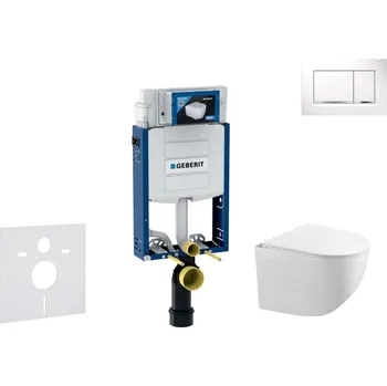 WC sada Geberit Kombifix - Set předstěnové instalace, klozetu Gaia a sedátka softclose, tlačítko Sigma20, bílá/chrom SANI15CA3115