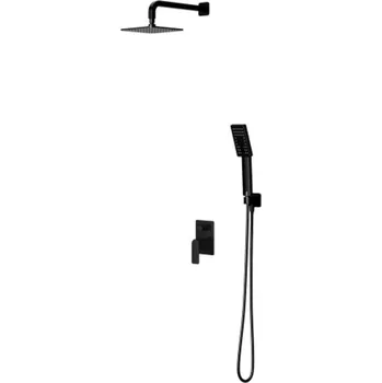 Sprchový set OMNIRES Baretti - Sprchový set s baterií pod omítku, s tělesem, 20x20 cm, 3 proudy, matná černá SYSBA10BL