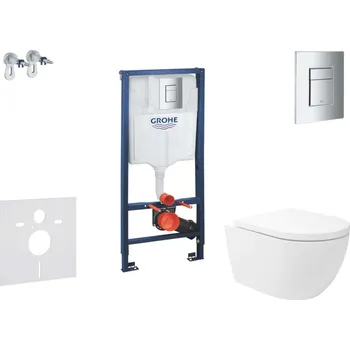 WC sada Grohe Rapid SL - Set předstěnové instalace, klozetu Oudee Vortex a sedátka softclose, tlačítko Skate Cosmopolitan, chrom SANI11BA3107