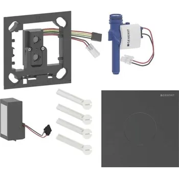 Geberit - Elektronické ovládání splachování pisoárů typ 40, síťové napájení, easy to clean, Bluetooth, kartáčovaný černý chrom 116.024.QD.1