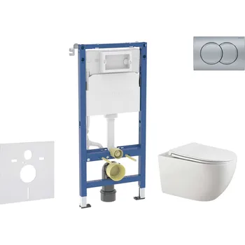 WC sada Geberit Duofix - Set předstěnové instalace, klozetu Gaia a sedátka softclose, tlačítko Delta01, matný chrom SANI11CA1137B