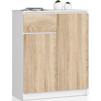 Komoda Komoda Kiara 80 cm 2 skříňky a 1 šuplík bílá/dub sonoma