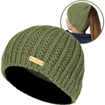 Čepice Bontis Dámská čepice s otvorem na culík - Olivová | uni