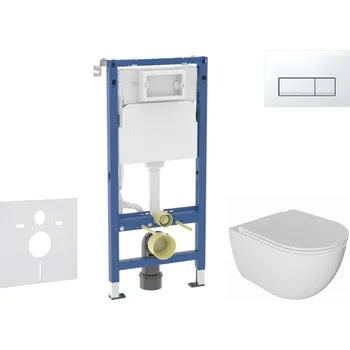 WC sada Geberit Duofix - Set předstěnové instalace, klozetu Oudee a sedátka softclose, tlačítko Delta50, alpská bílá SANI11CA3137B