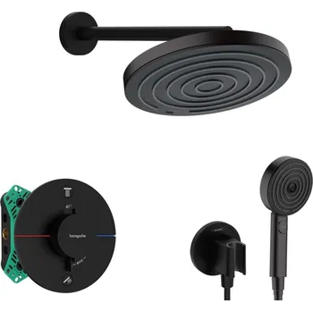 Hansgrohe - Sprchový set s termostatem pod omítku, s tělesem, průměr 26 cm, 3 proudy, matná černá SANI21HHH402