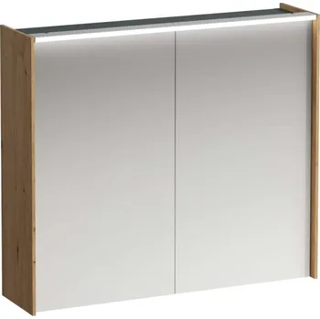 Nábytek Laufen Lani - Zrcadlová skříňka s LED osvětlením, 71x82x21 cm, 2 dvířka, dub H4037621122671