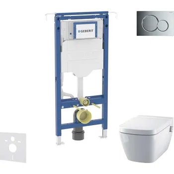 WC sada Geberit Duofix - Set předstěnové instalace, klozetu a sedátka Tece One, tlačítka Sigma01, Rimless, SoftClose, lesklý chrom SANI11CT1100