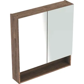 Koupelnový nábytek Geberit Selnova Square - Zrcadlová skříňka 85x79x18 cm, 2 dvířka, ořech hickory 501.270.00.1